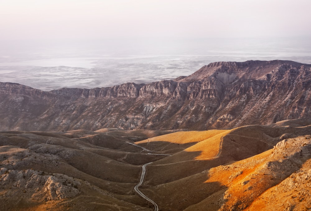 road in between of mountain