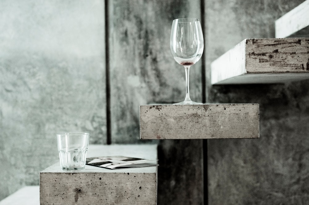 Wine glasses on the stairs.