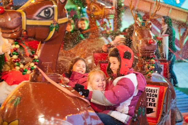 Children enjoying the festive Christmas lights display.