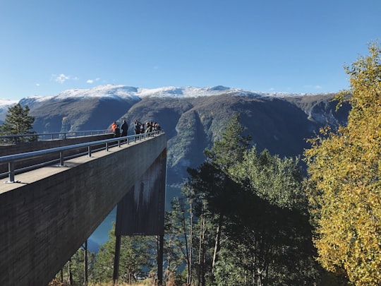 people on bridge in Aurland Norway