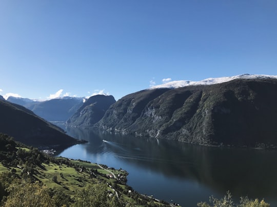 lake and mountain ranges in Aurlandsfjord Norway