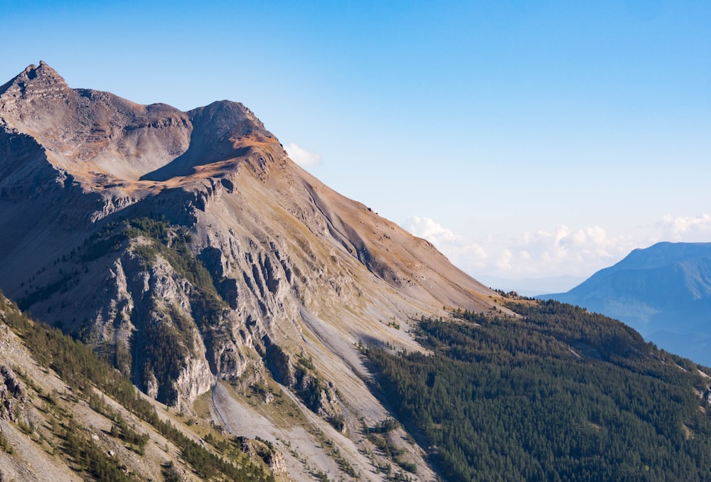 aerial shot of mountain peak