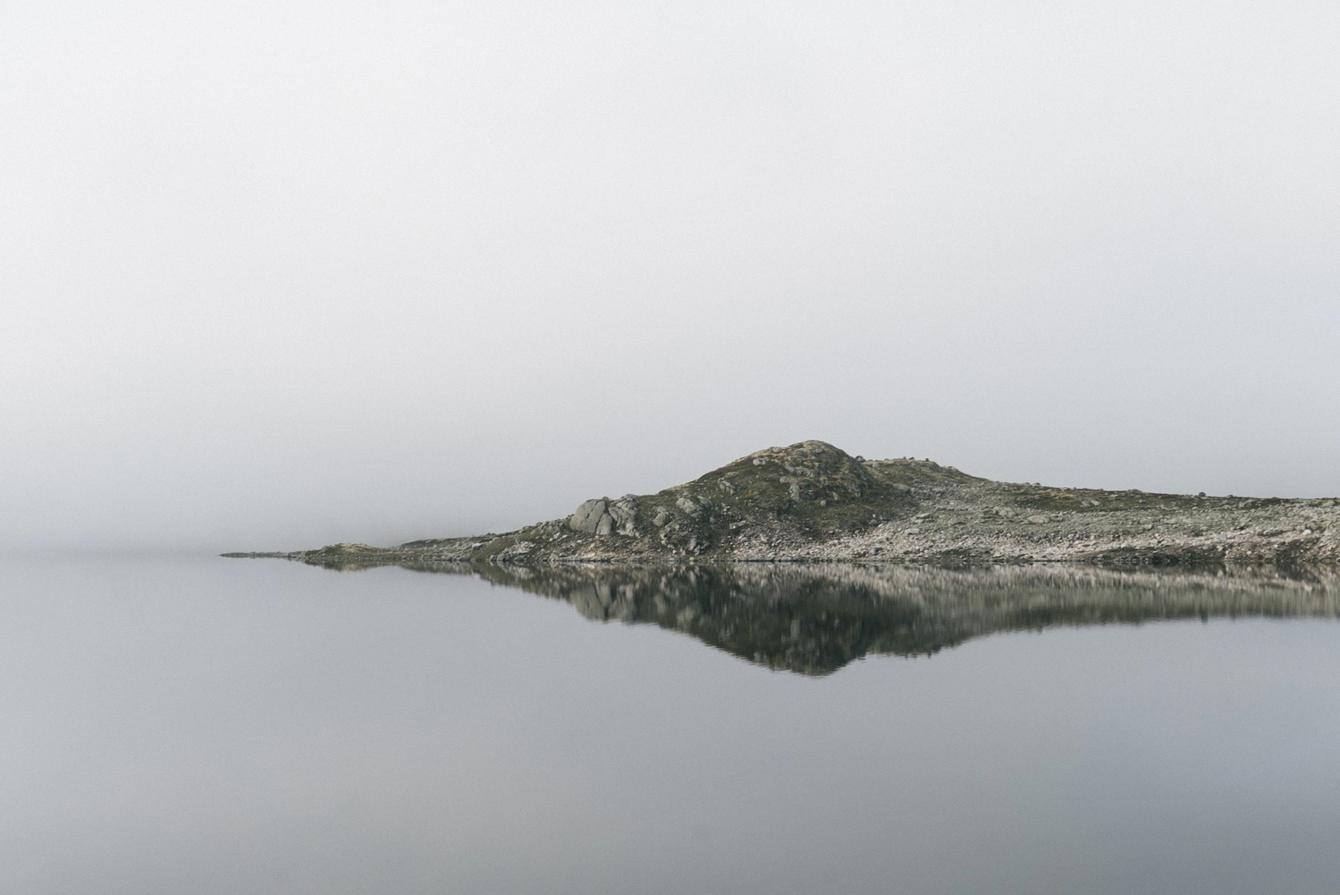 A serene landscape shot with muted tones, emphasizing calm and simplicity in nature's forms.
