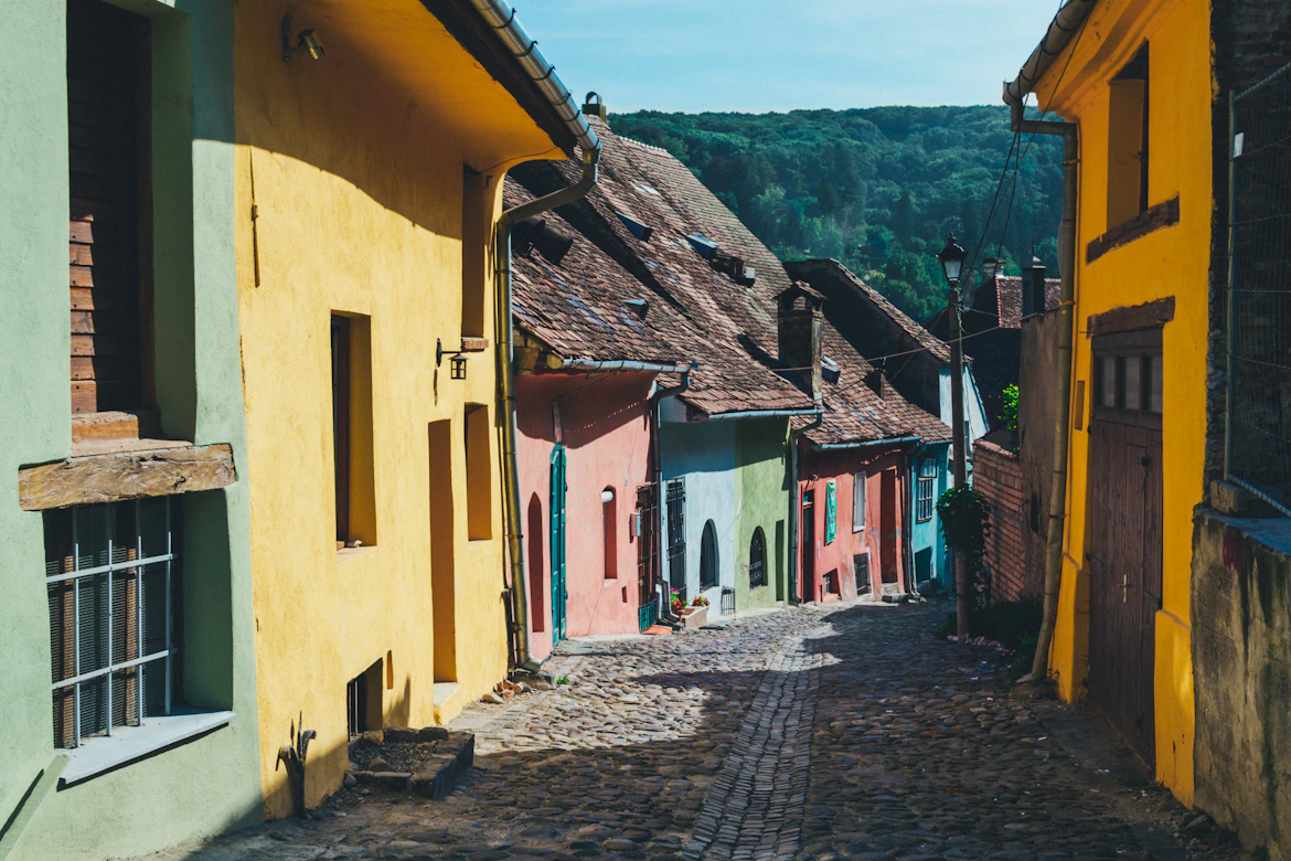 Charming colorful streets in Romania
