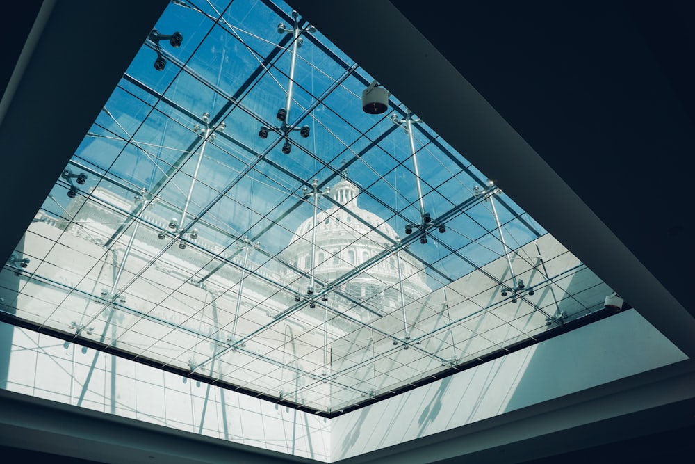 low angle photography of glass building