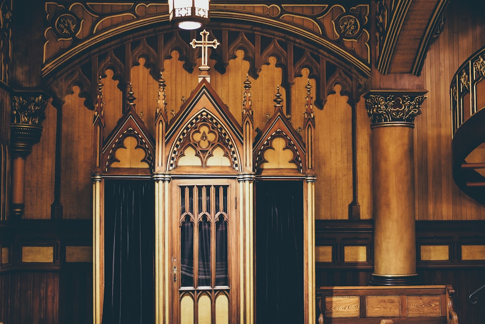 brown and black wall inside the cathedral