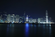 Night view of Karachi city skyline illuminated with lights, reflecting the city's vibrant life.