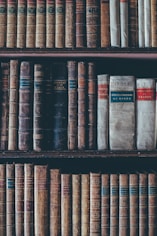 assorted books in brown wooden bookshelf