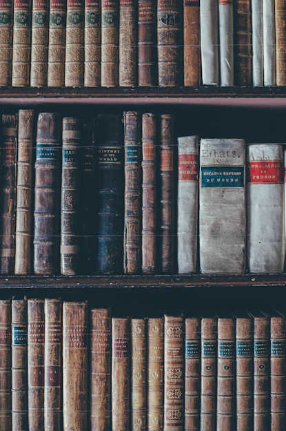 assorted books in brown wooden bookshelf