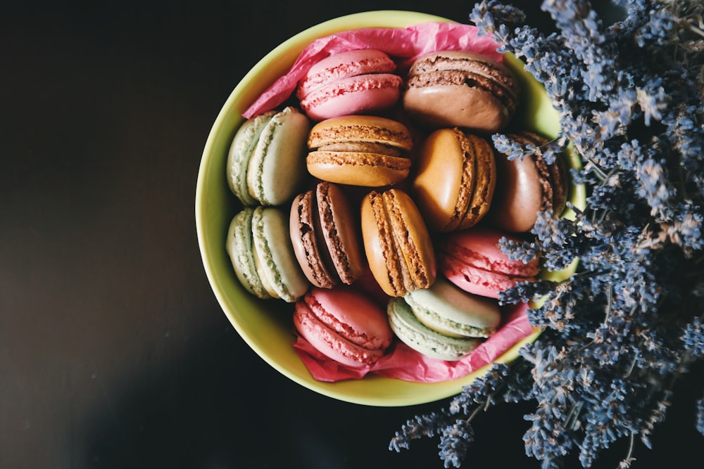 macarons on bowl