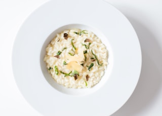 risotto on white ceramic plate