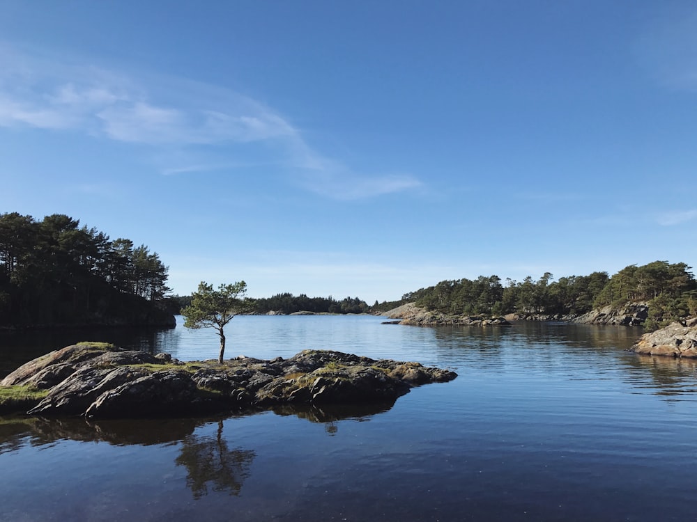 body of water under blue sky