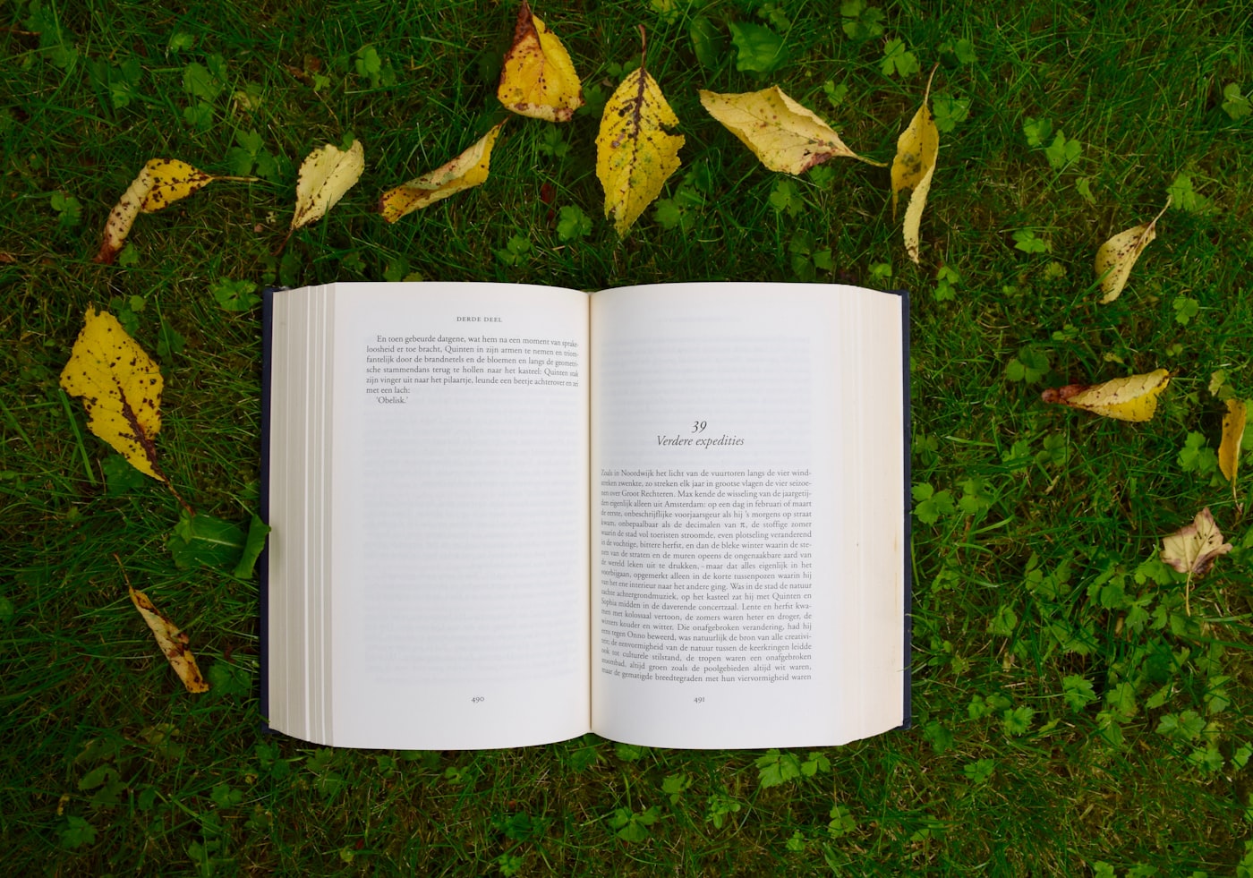 Offenes Buch mit Brille