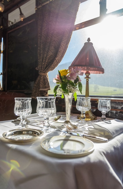 Passengers enjoying a luxurious dining experience on board.
