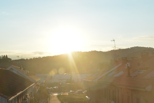 Sunset view over a residential neighborhood