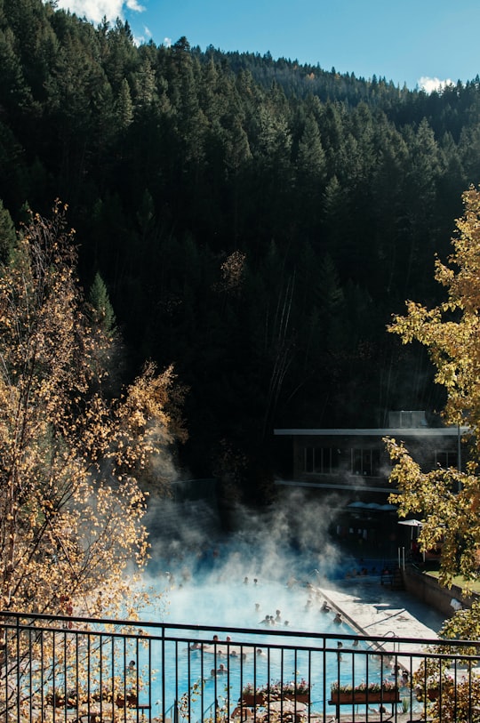 people soaked on body of water in Radium Hot Springs Canada