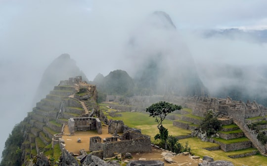 fog-covered mountain scenery in Mountain Machu Picchu Peru
