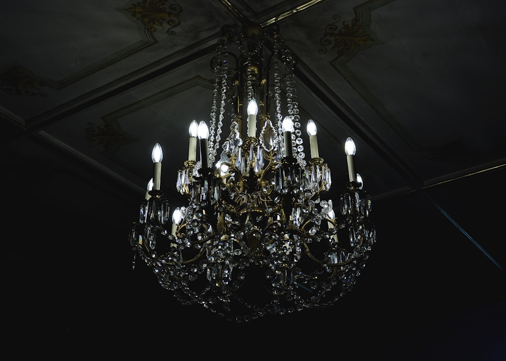 lighted crystal uplight chandelier