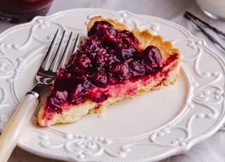 blueberry pie slice on plate