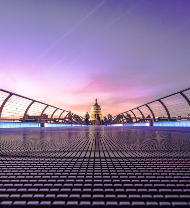 A view of St. Paul's Cathedral from the Millennium Bridge in London