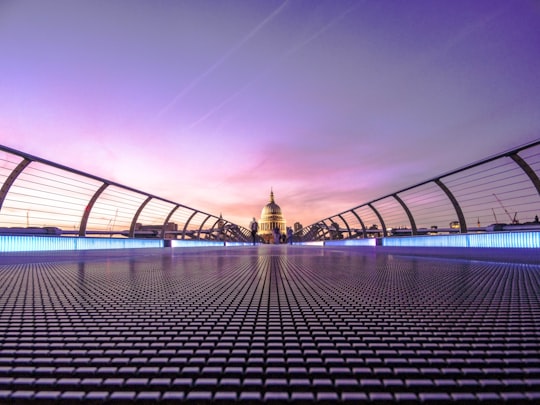 A view of St. Paul's Cathedral from the Millennium Bridge in London in Millennium Bridge United Kingdom