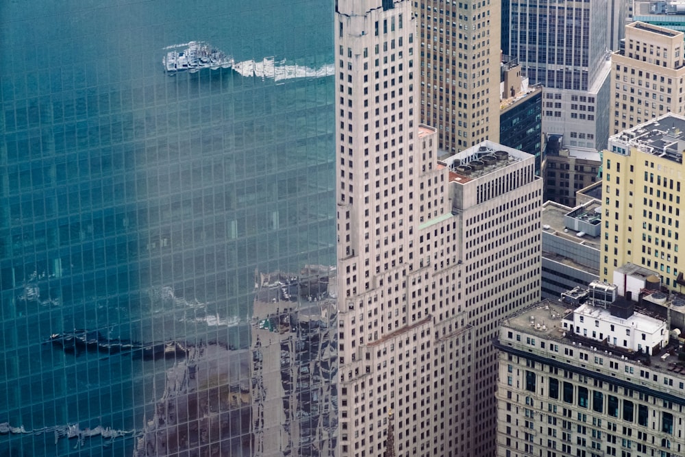 aerial photo of curtain wall building