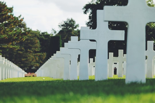 cemetery in shallow focus in Colleville-sur-Mer France