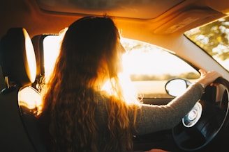 woman driving car