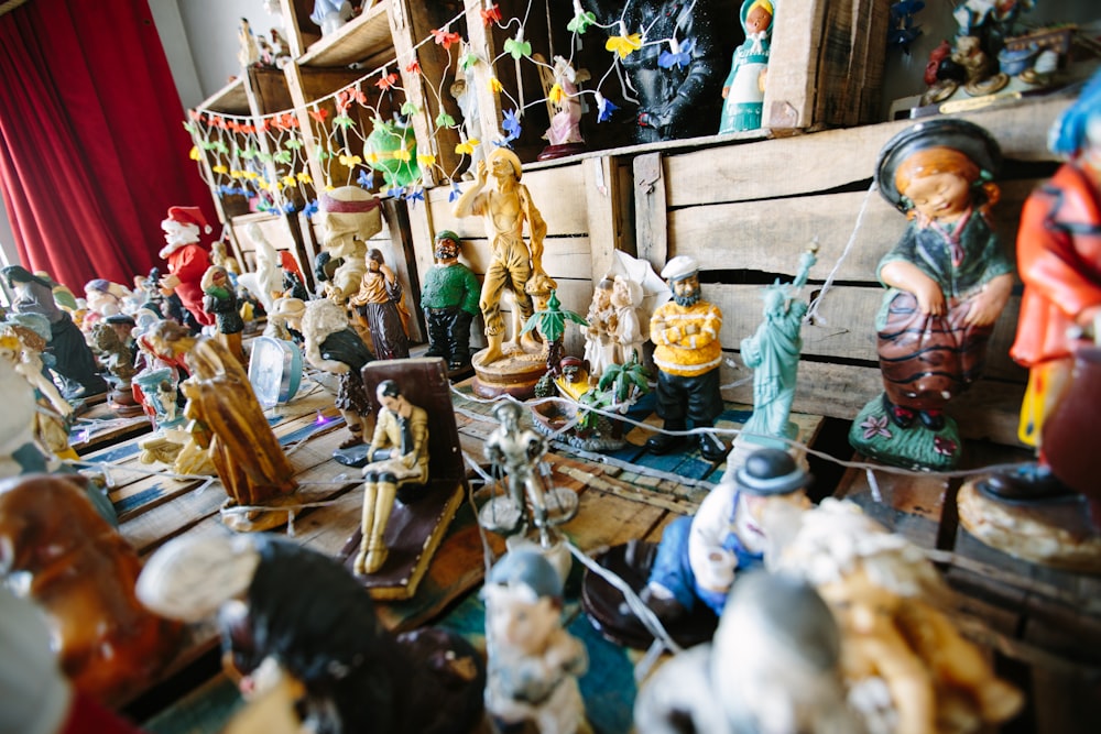 a room filled with lots of different types of figurines