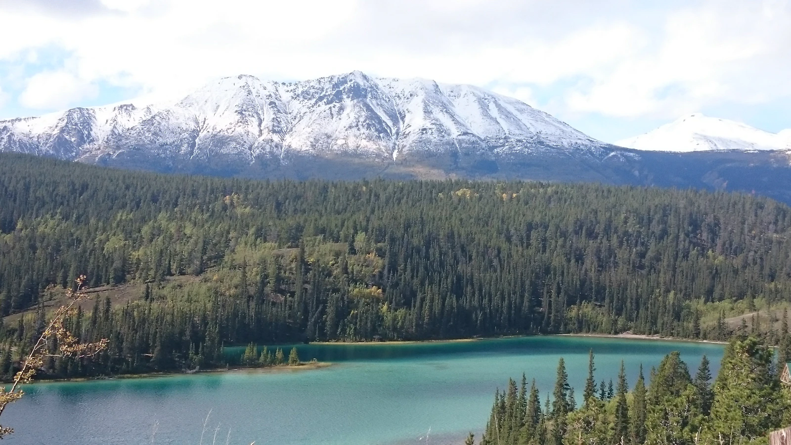 Emerald Lake, an hour south of Whitehorse on the Klondike Highway — Yukon, Canada