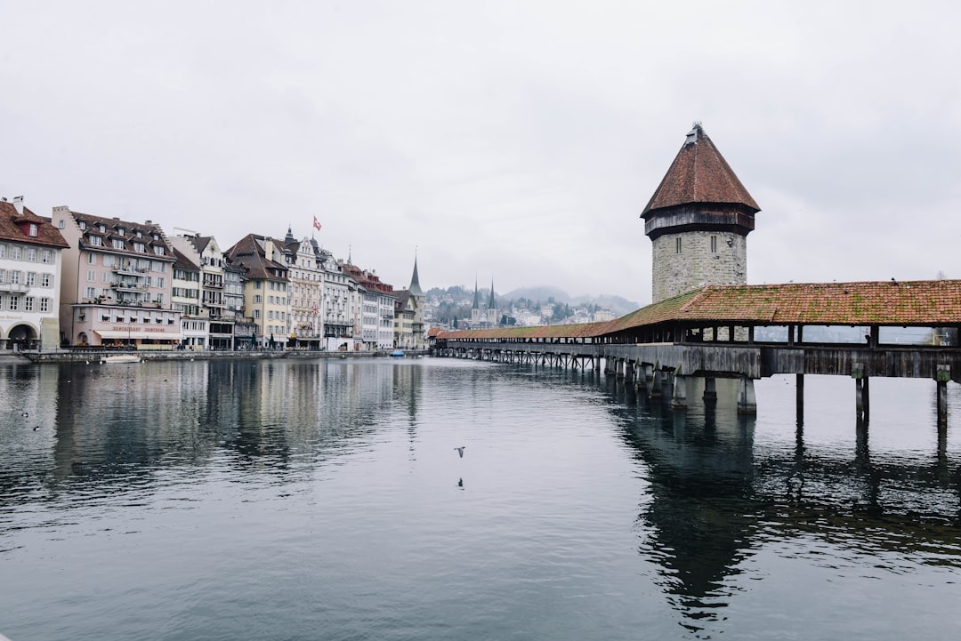body of water near concrete buildings under white and gray sky at daytime, Buildings on a lakeside in Lucerne
