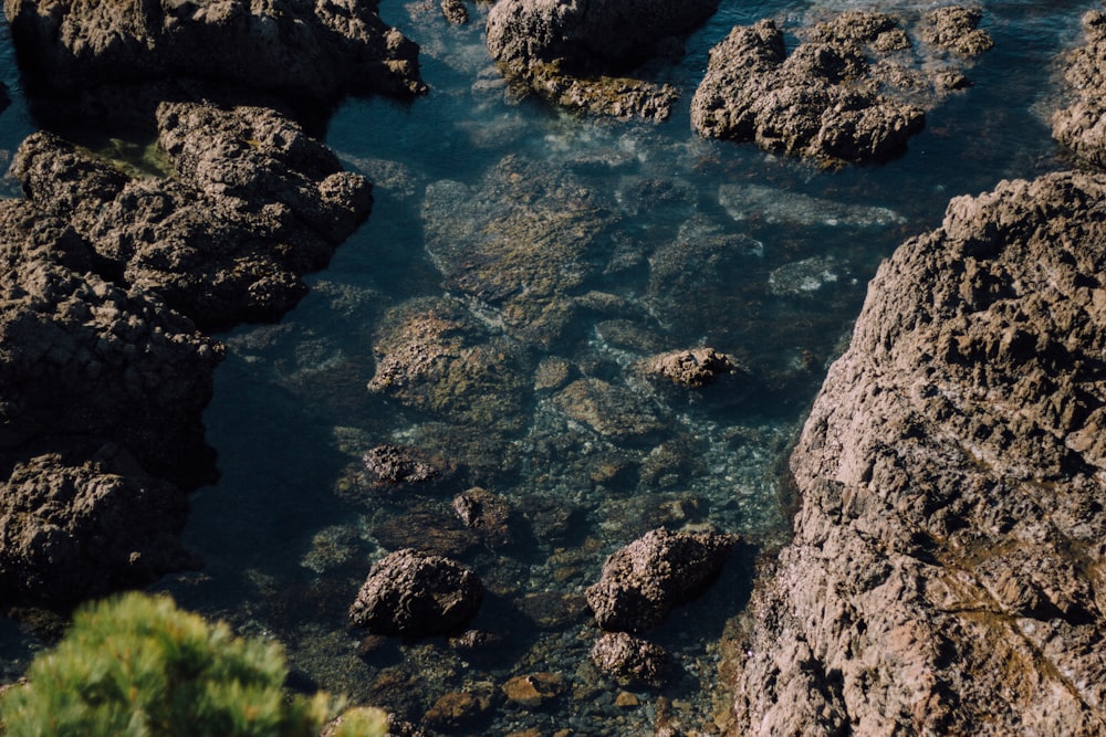 rocks in body of water at daytime