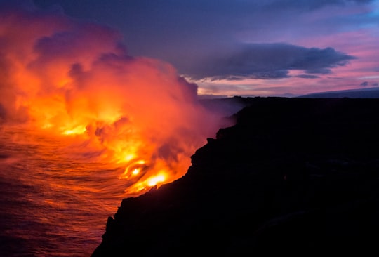 silhouette of mountain during sunset in Kīlauea United States