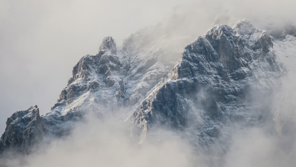 mountain with fogs