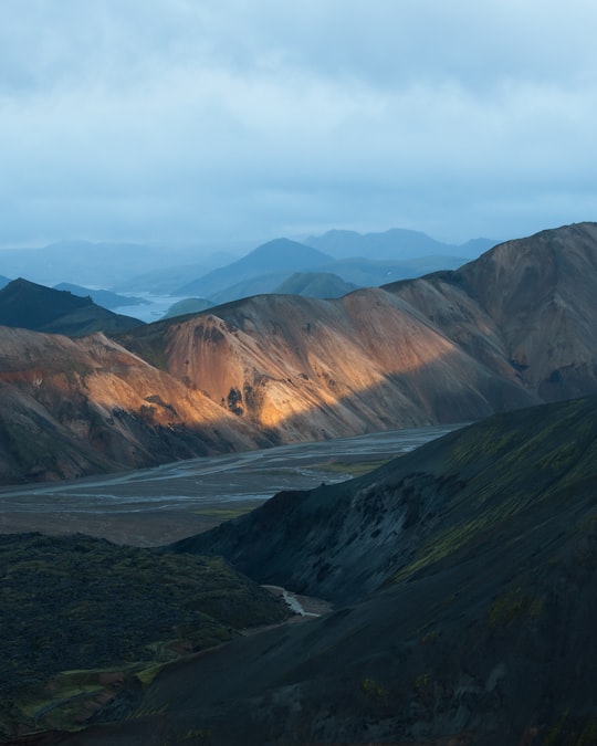 aerial photo of brown hills in Friðland að Fjallabaki Iceland