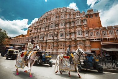 Rajasthan desert landscape with traditional architecture