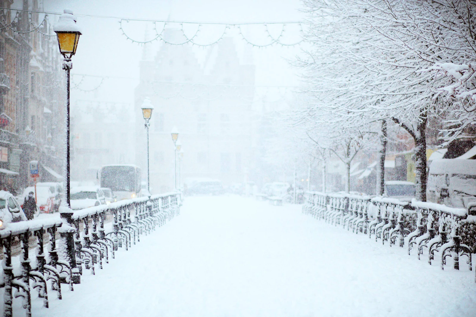 Snow-covered outdoor scene in winter