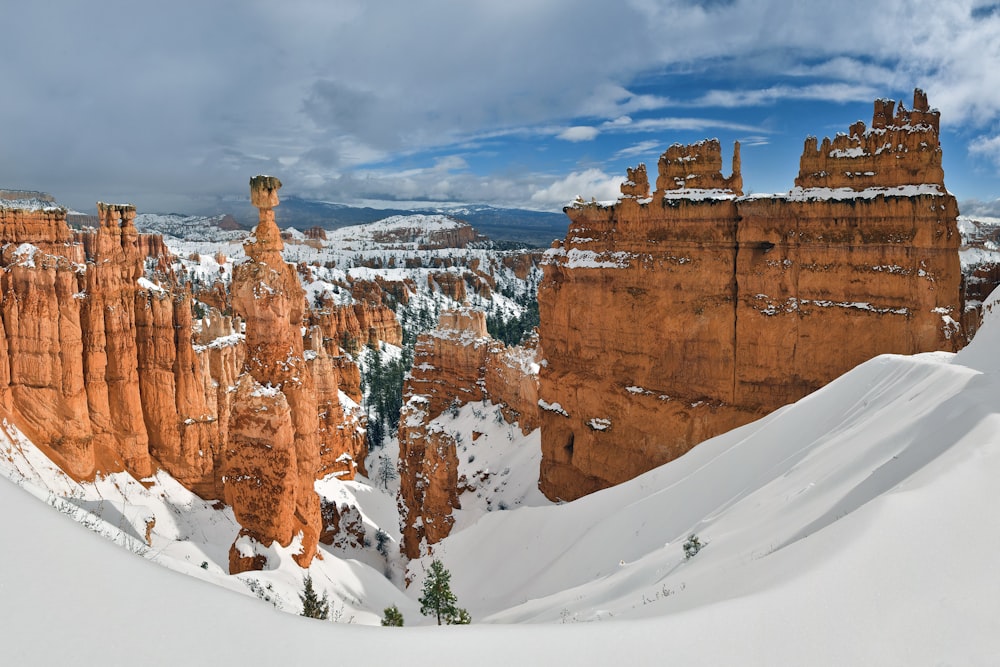 aerial photo of brown rock formations