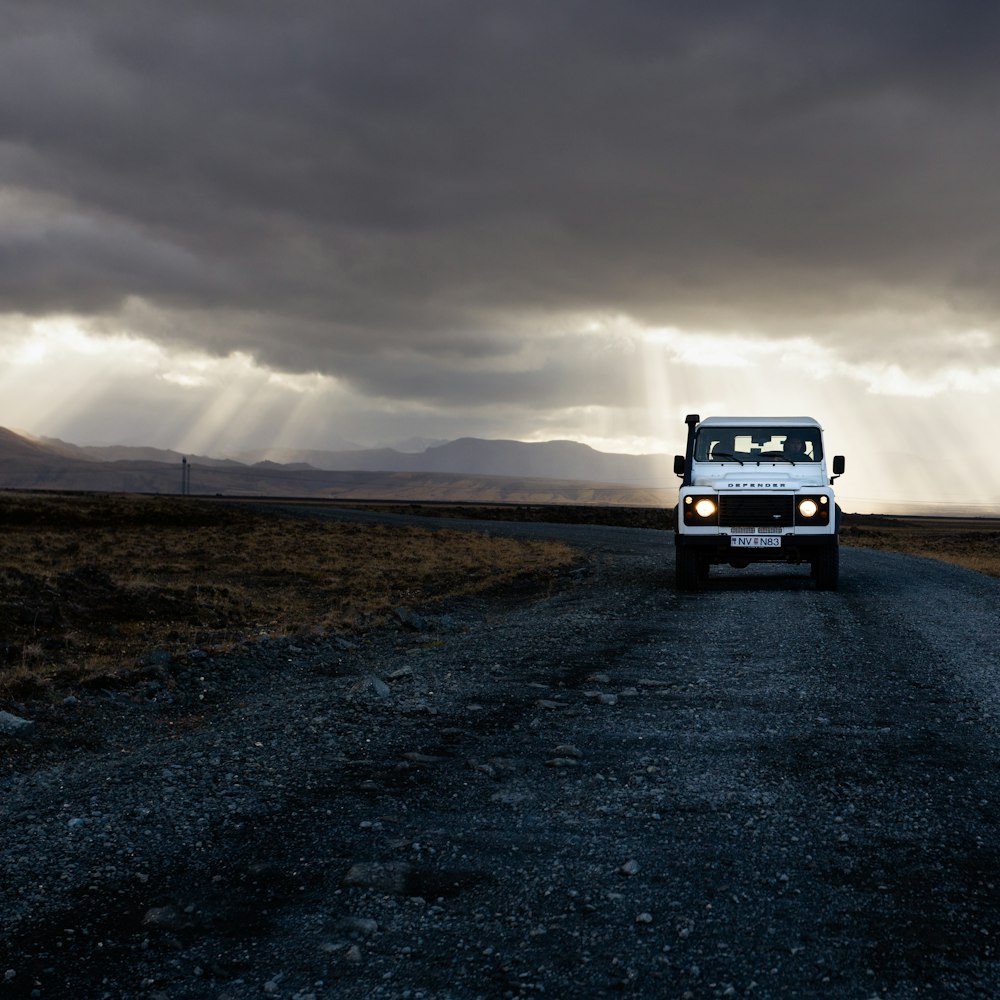 camion bianco vicino all'erba durante il giorno