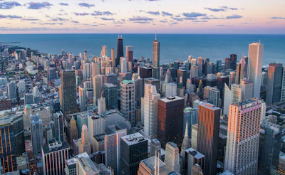City skyline aerial view