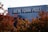A building with the logo 'NEW YORK POST' prominently displayed on its exterior. In the foreground, autumn-colored leaves are visible under a clear sky.