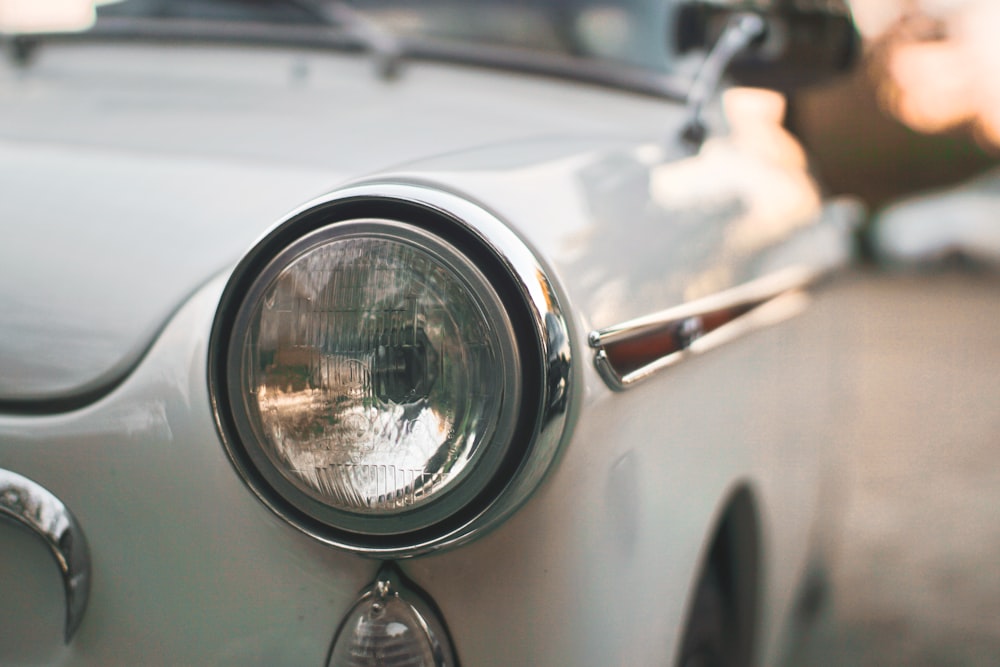 vehicle headlight close-up photography