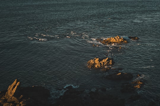 aerial photography of seashore near rock in Cancale France