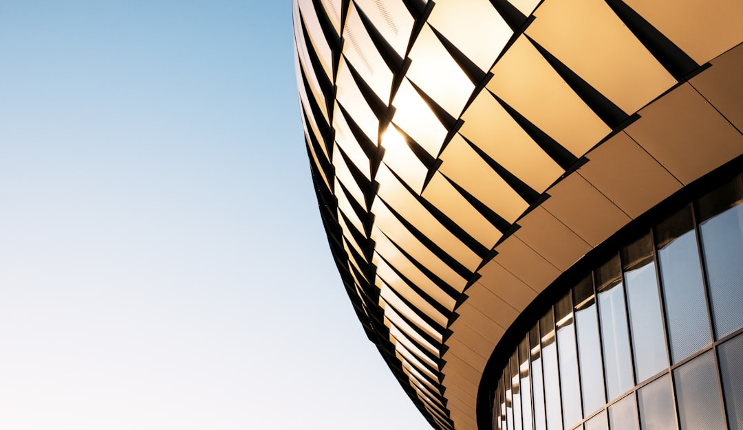 abstract golden building, Sunlight in a modern facade