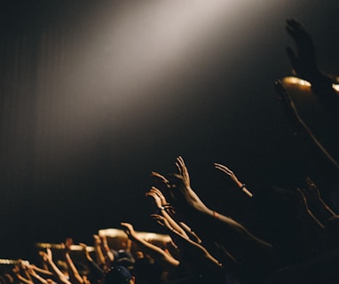 group of people waving their hands