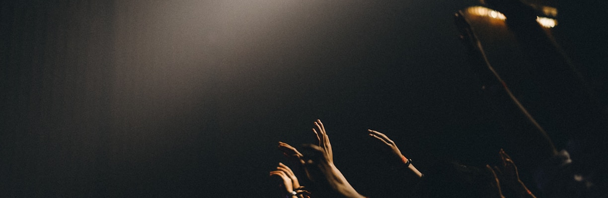 group of people waving their hands