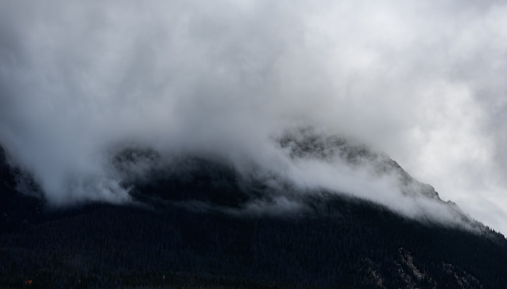 mountain covered cloud formation