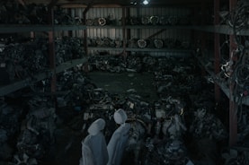 Close-up of auto parts neatly arranged in a warehouse.