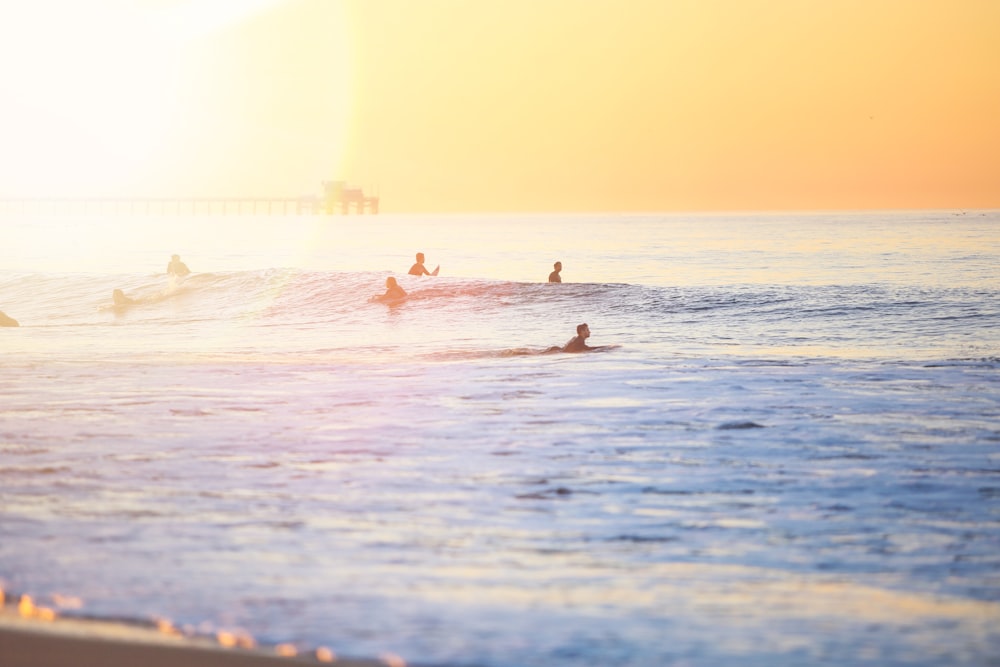 Gente surfeando en la playa