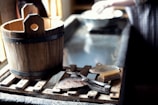 brown wooden bucket